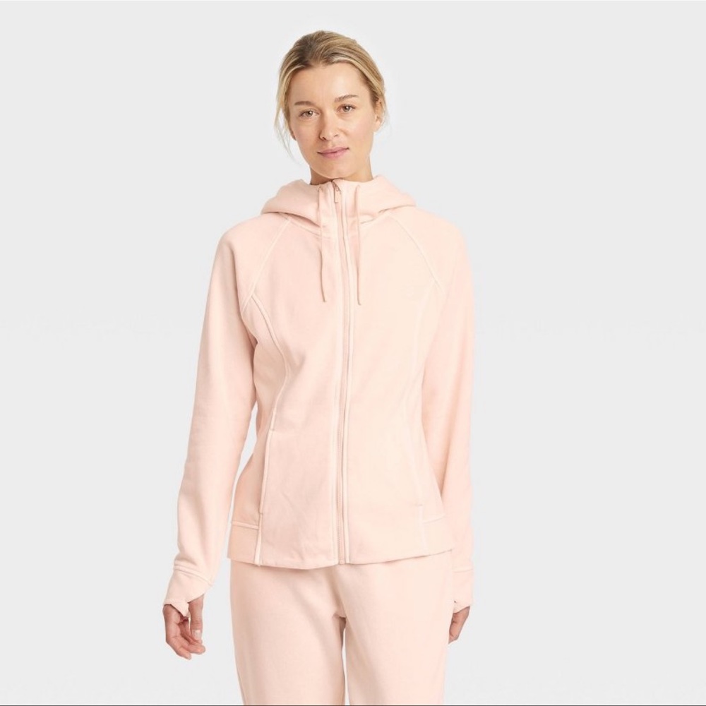 2/$20   All in Motion Fleece Full Zip Hooded Sweatshirt blush Peach
